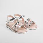 Sandalia nudos juvenil de plata OH GIRL