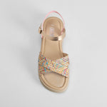 Sandalia cruzada con rafia color rosa OH GIRL