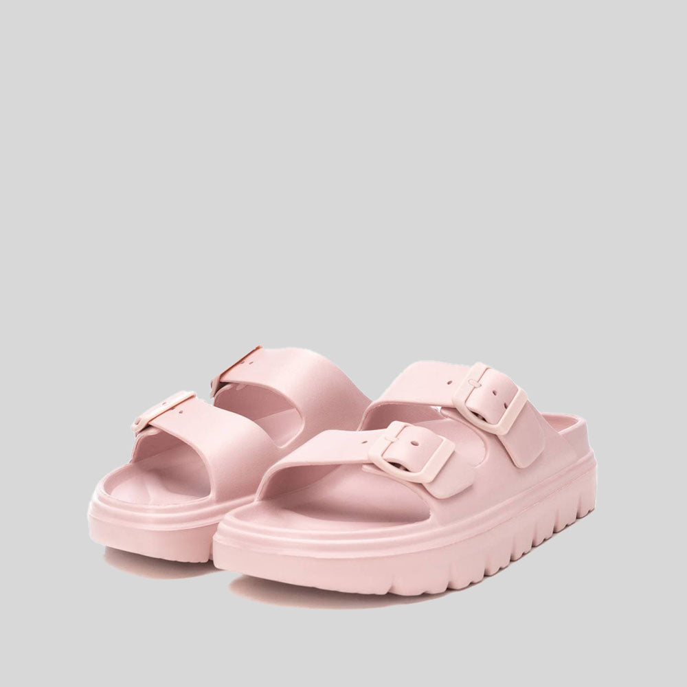 Chancla con hebillas chunky rosa nude XTI