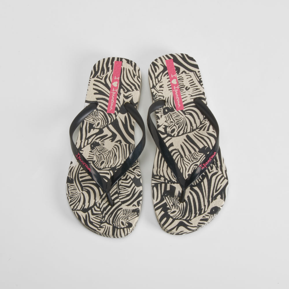 Chancla de dedo estampado cebra negra IPANEMA