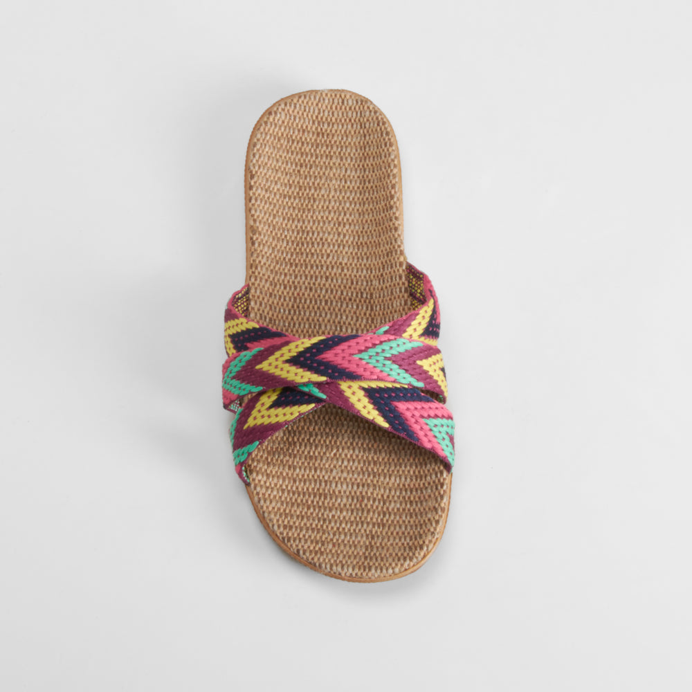 Chancla de playa rafia y textil multicolor COCONUT