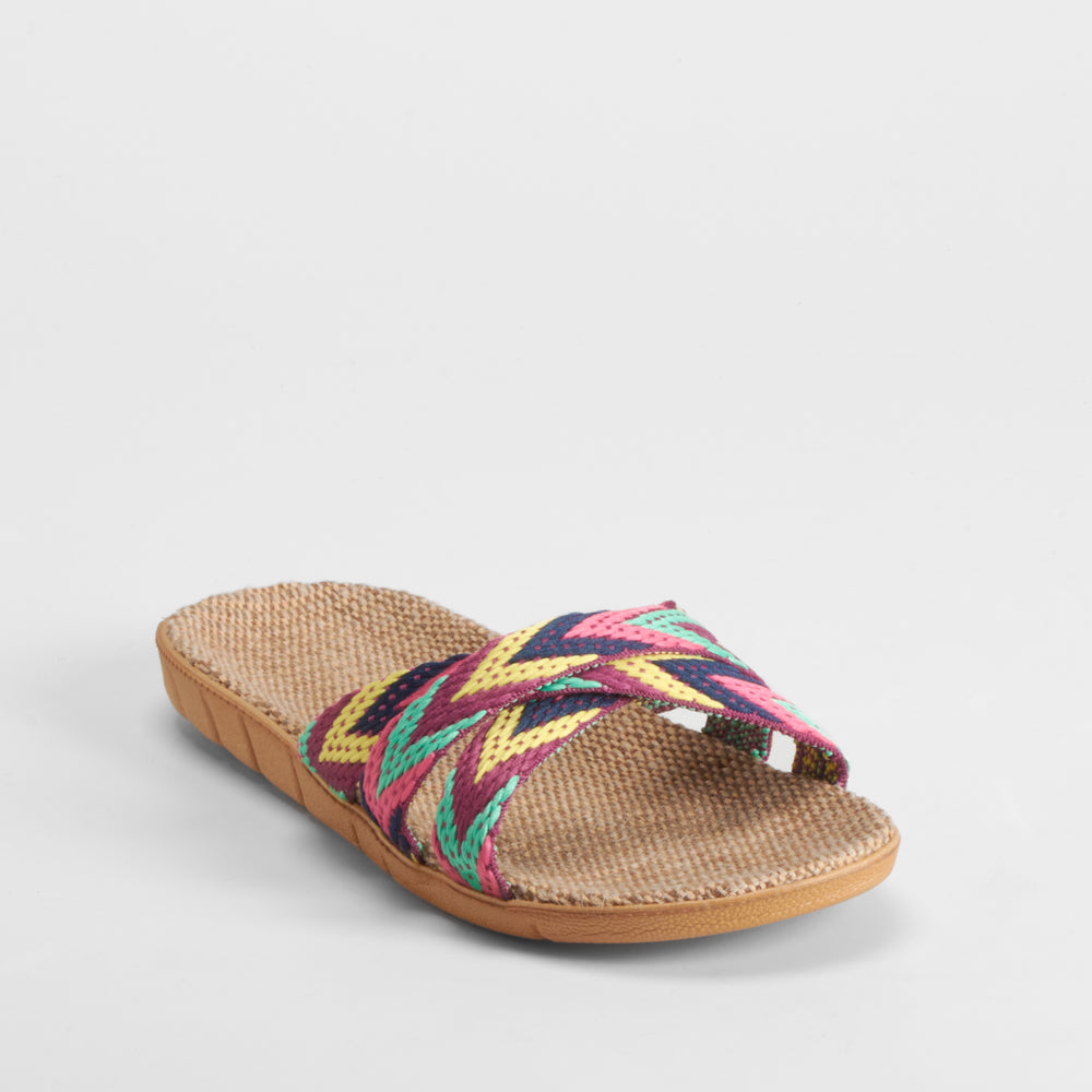 Chancla de playa rafia y textil multicolor COCONUT