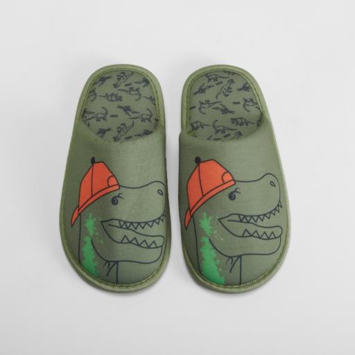 Zapatilla casa dino verde OLYNE