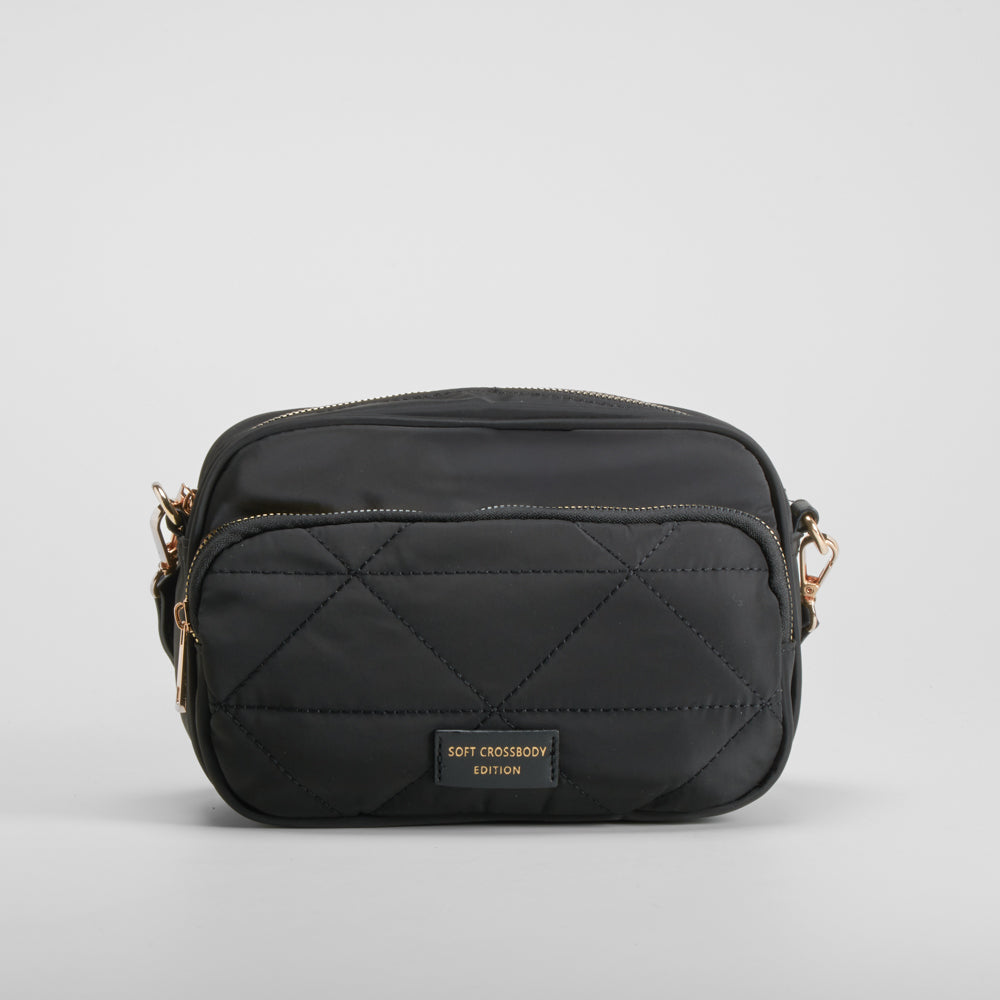 Bolso bandolera acolchado nylon negro NYC