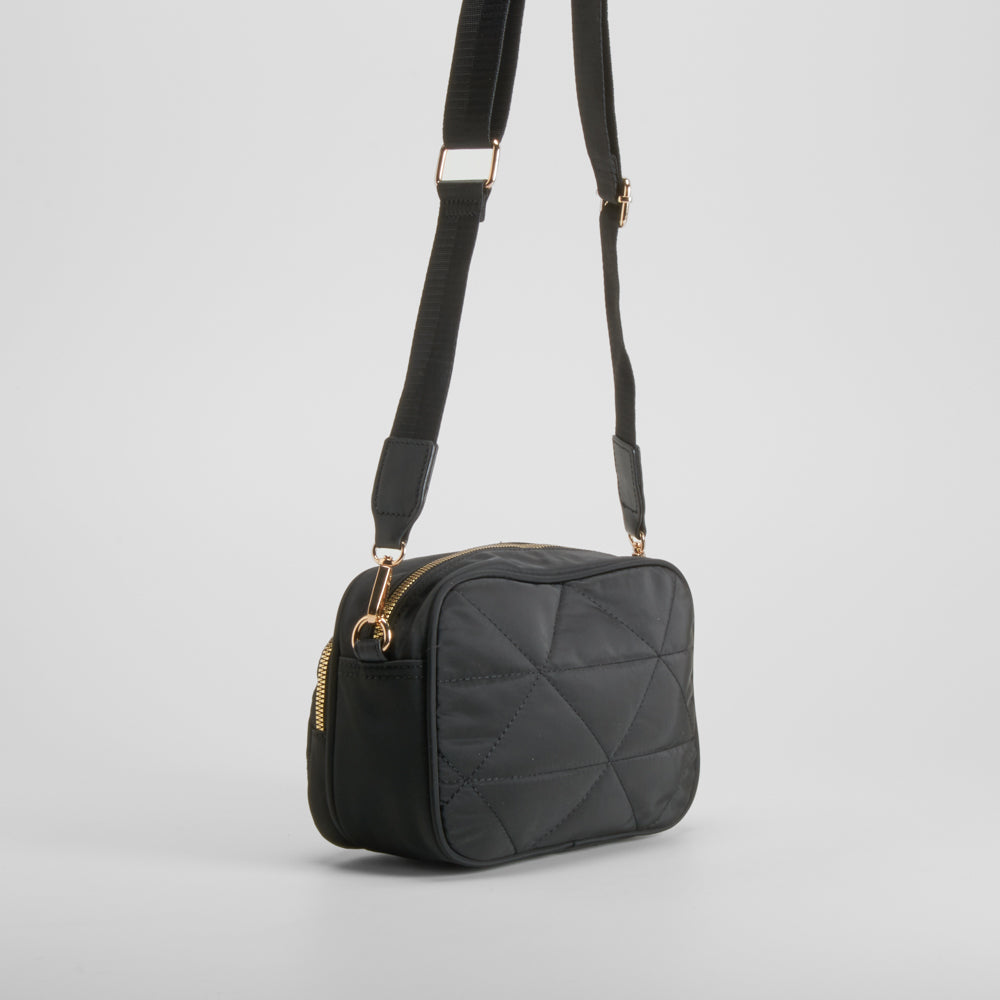 Bolso bandolera acolchado nylon negro NYC
