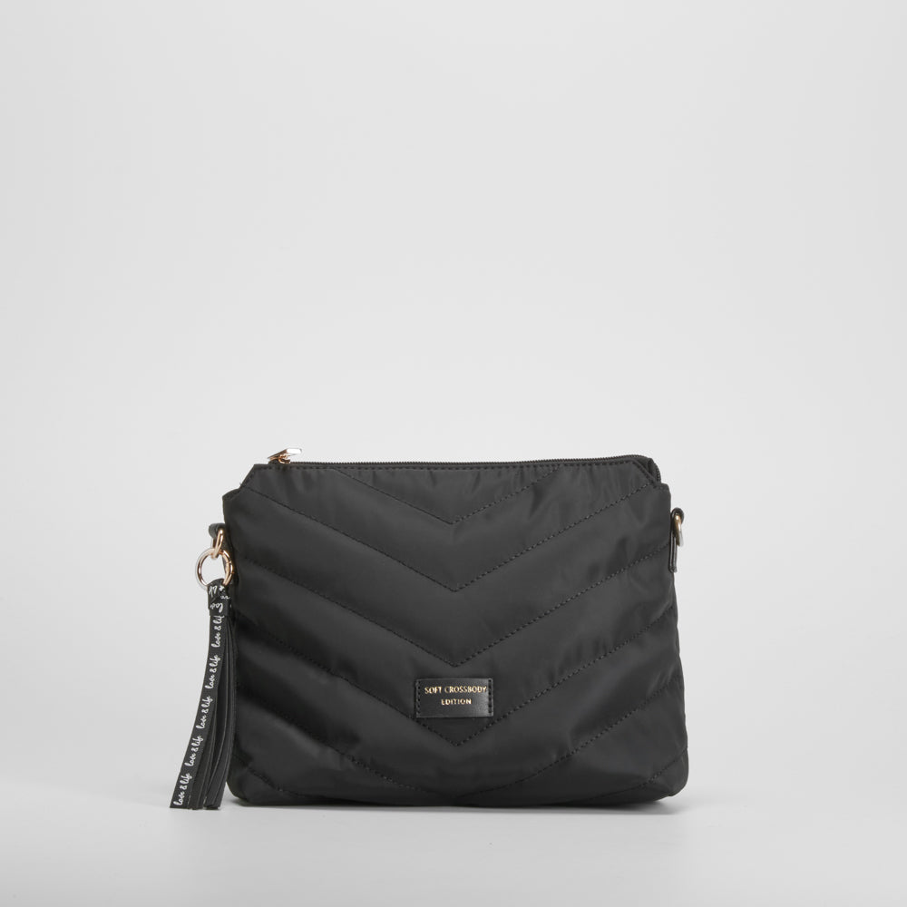 Bolso bandolera nylon negro NYC