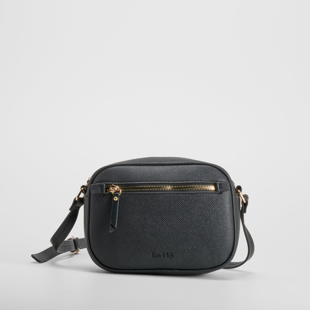 Bolso bandolera grabado negro PICCOLA PIU