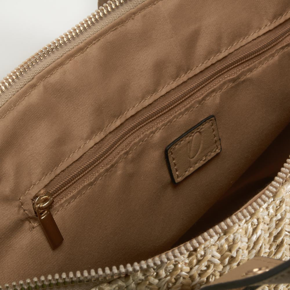 Bolso de hombro rafia beige PICCOLA PIU