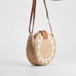 Bolso capazo redondo rafia beige SENDA ROAD