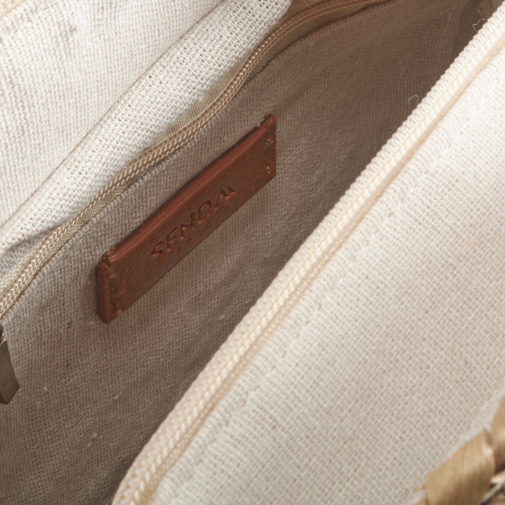 Bolso capazo redondo rafia beige SENDA ROAD