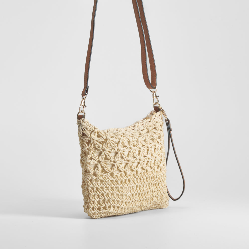 Bolso de mano rafia beige SENDA ROAD