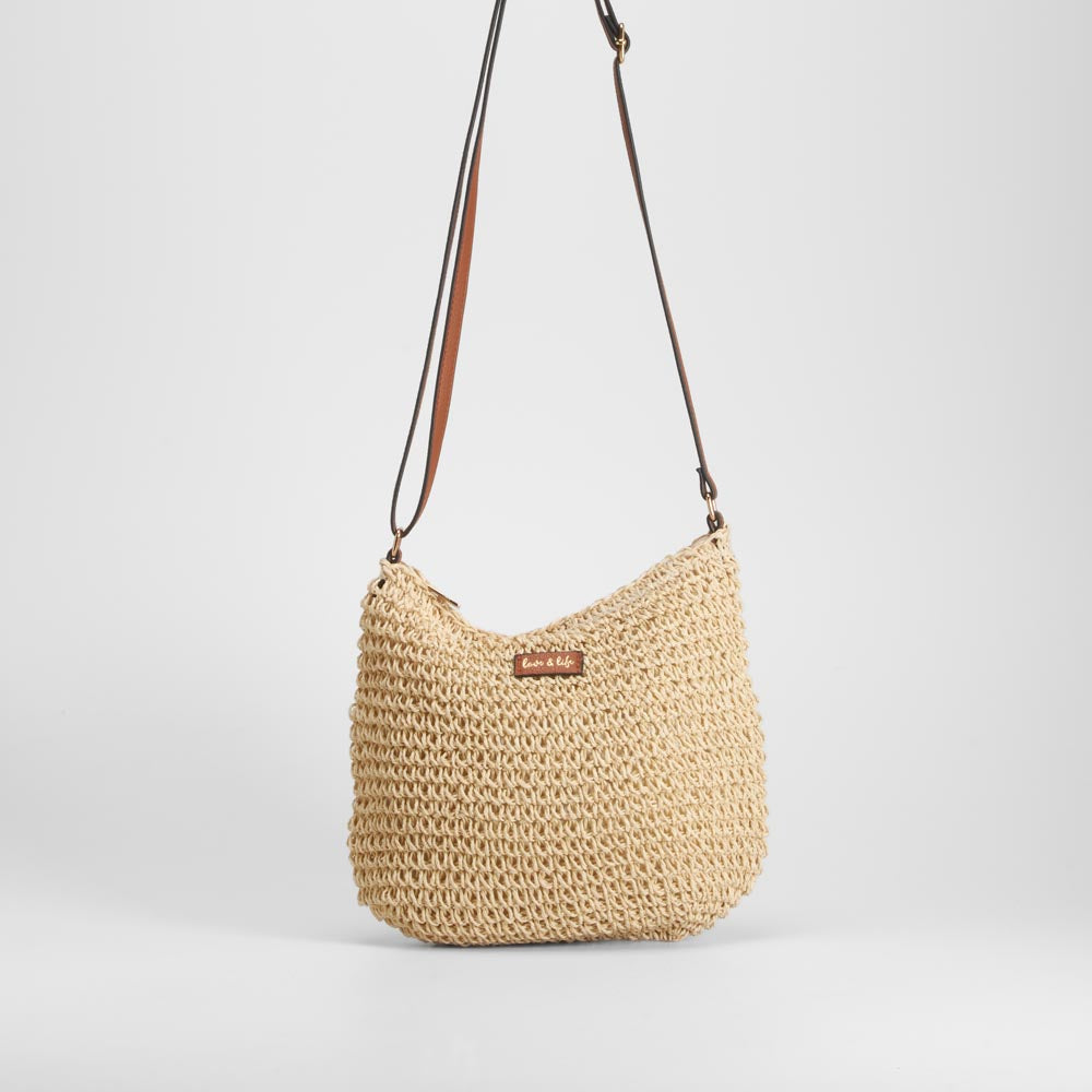 Bolso bandolera rafia beige SENDA ROAD