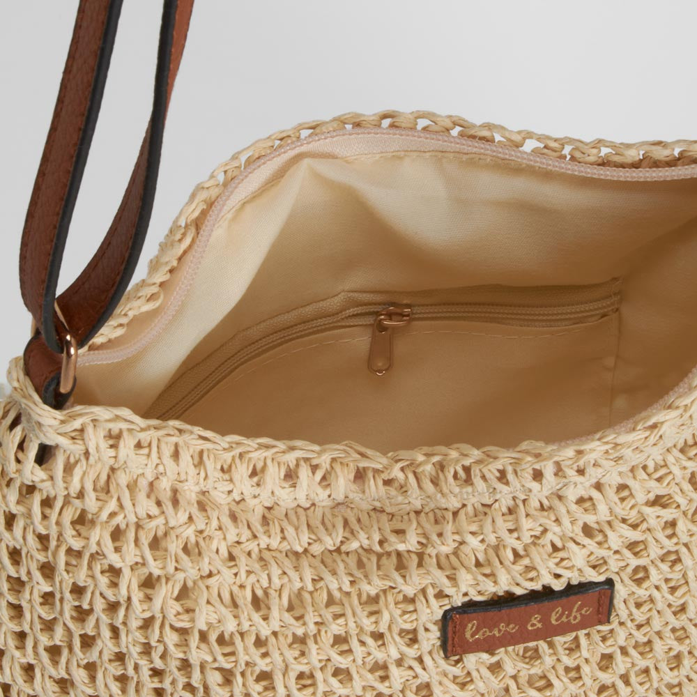 Bolso bandolera rafia beige SENDA ROAD