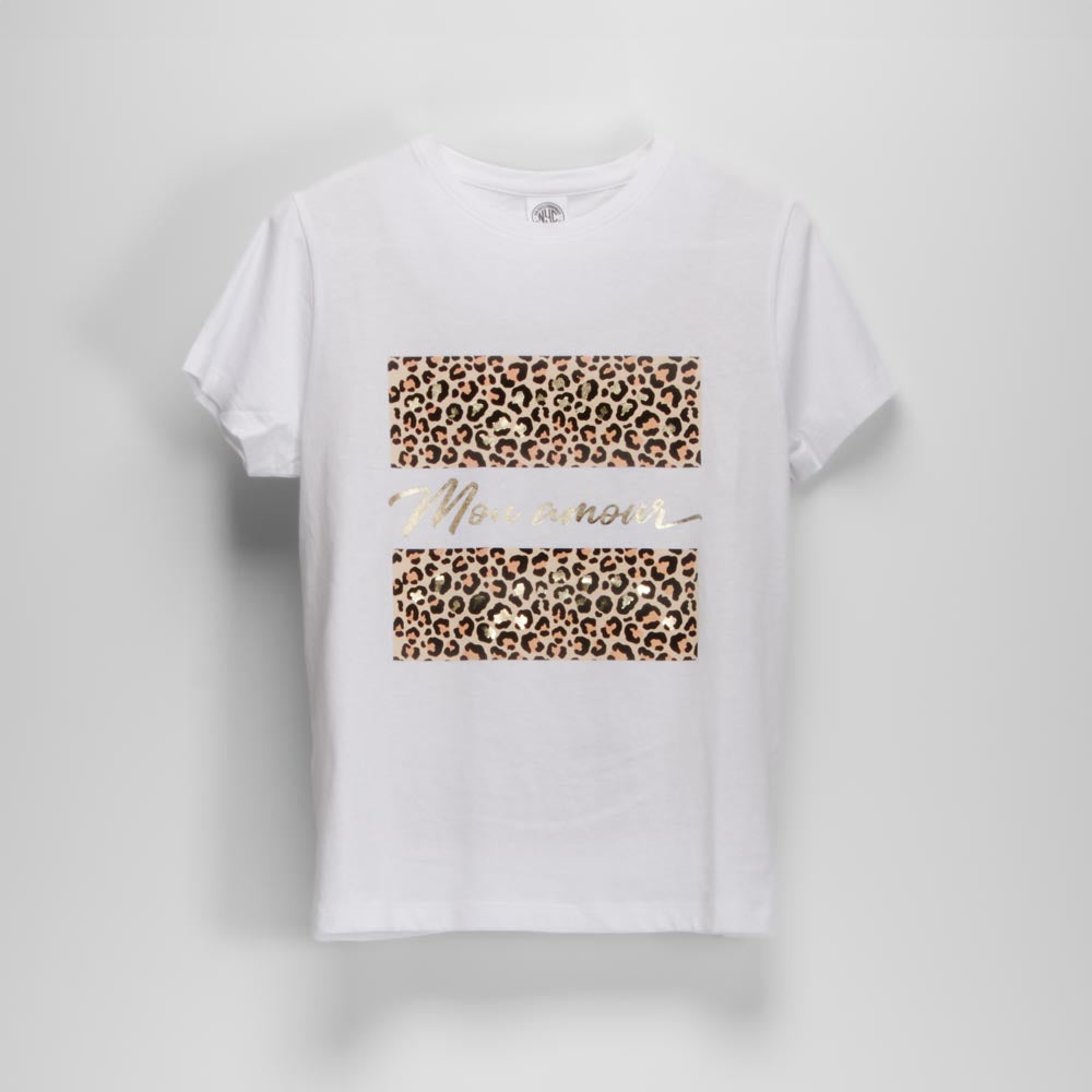 Camiseta manga corta mujer animal print blanca NYC