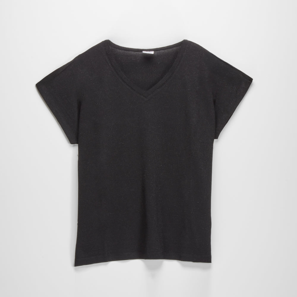 Camiseta mujer rayas negra NYC