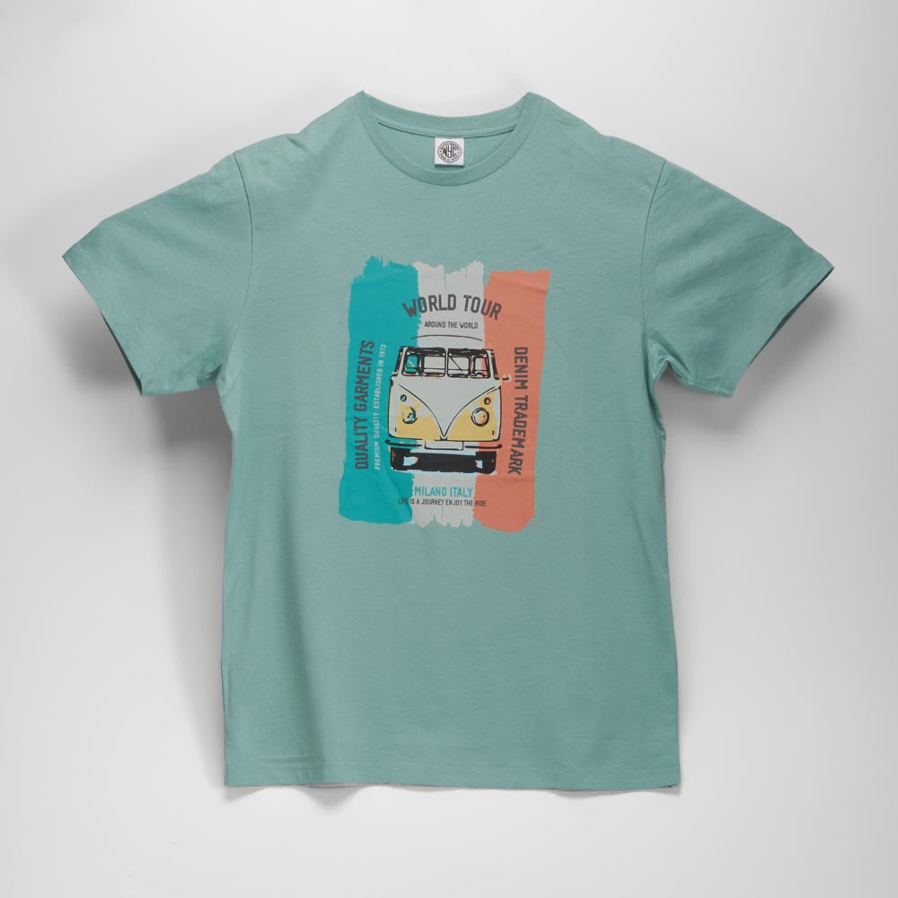 Camiseta manga corta van vintage verde NYC