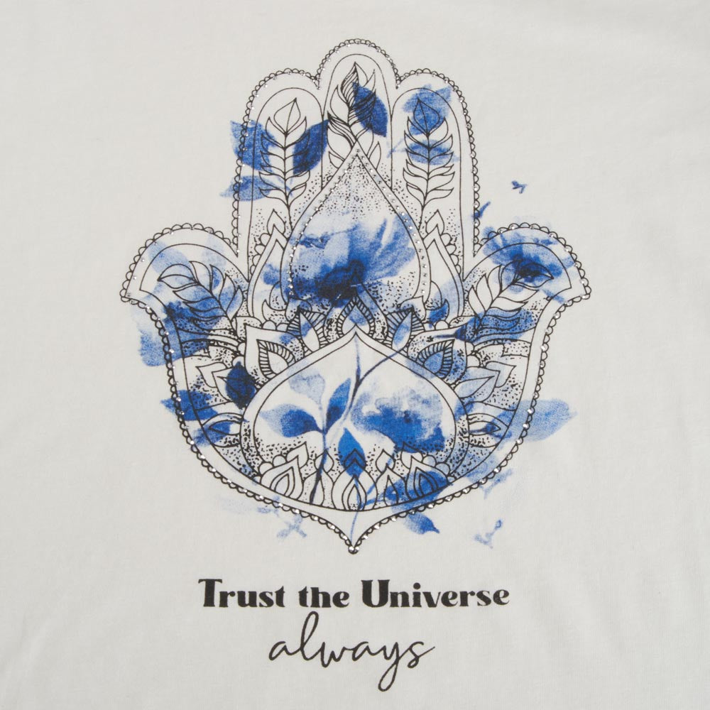 Camiseta manga corta mano de fátima blanca NYC