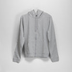 Sudadera gris con capucha y cierre frontal UTWO
