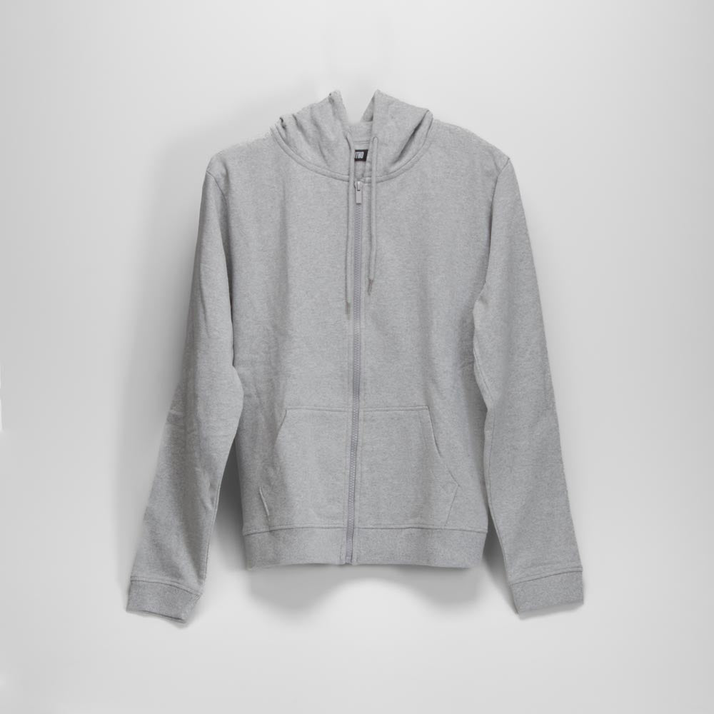 Sudadera gris con capucha y cierre frontal UTWO