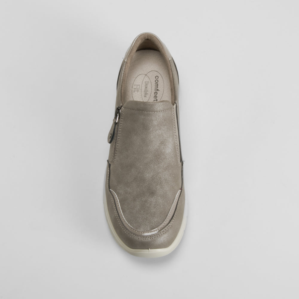 Zapato cremallera taupe COMFEET