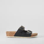 Sandalia bio cuña hebillas negra COMFEET