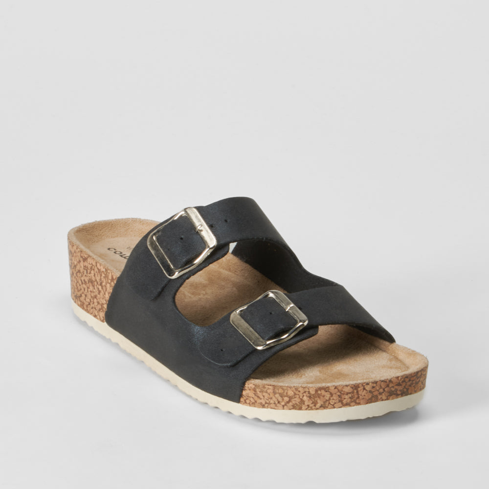 Sandalia bio cuña hebillas negra COMFEET
