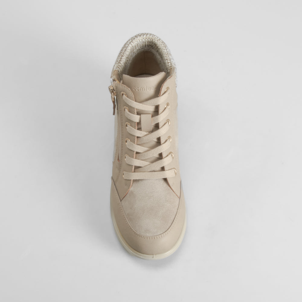 Botín cuello lana Shock Absorber beige COMFEET