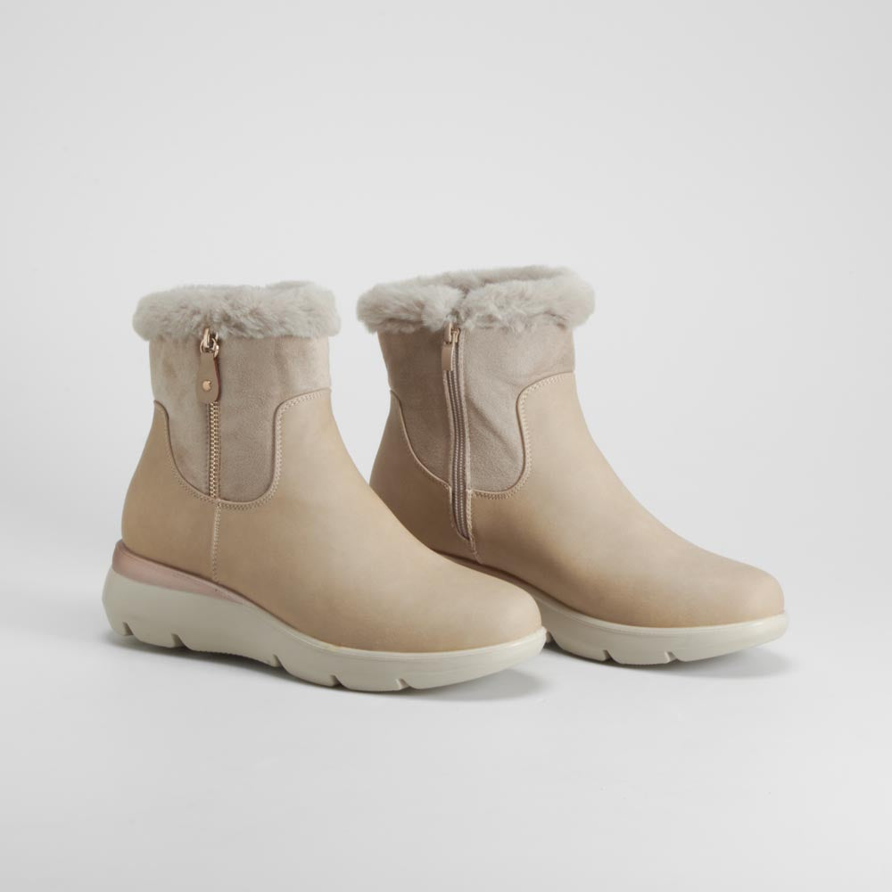 Botín apresky Shock Absorber pelo beige COMFEET