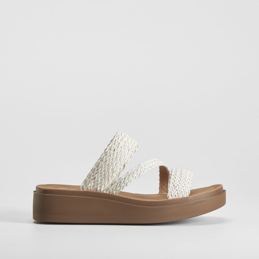 Sandalia plataforma trenzada blanca NYC