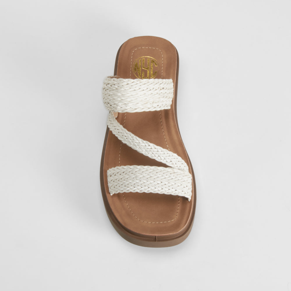 Sandalia plataforma trenzada blanca NYC