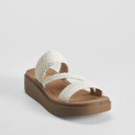 Sandalia plataforma trenzada blanca NYC