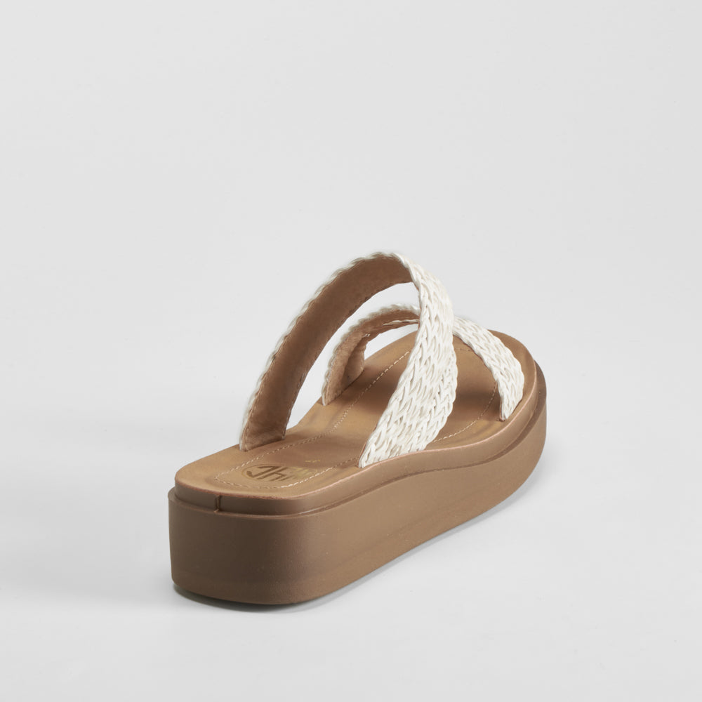 Sandalia plataforma trenzada blanca NYC