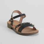 Sandalia plana tachuelas negra NYC