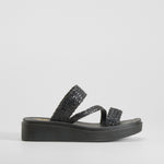 Sandalia plataforma trenzada negra NYC