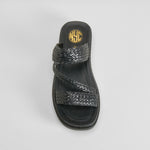 Sandalia plataforma trenzada negra NYC