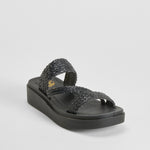 Sandalia plataforma trenzada negra NYC