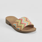 Sandalia plana pala rafia multicolor NYC