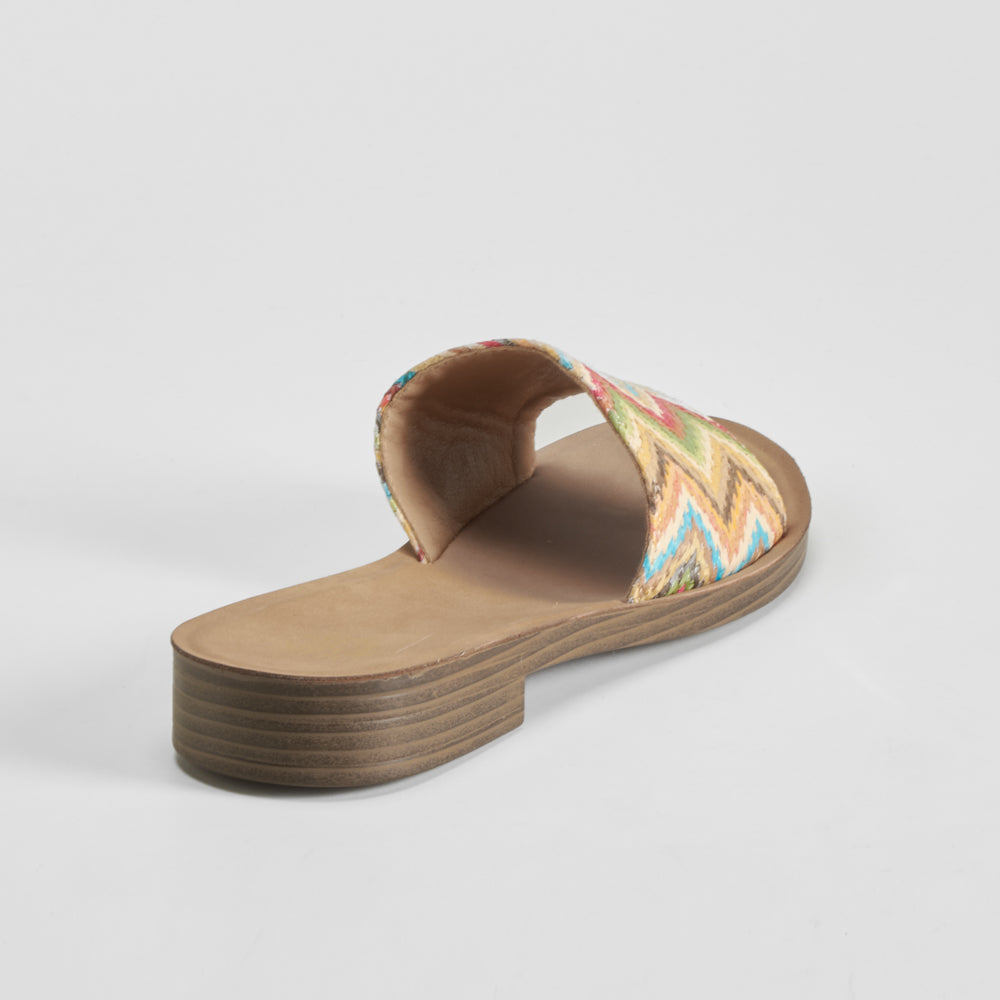 Sandalia plana pala rafia multicolor NYC