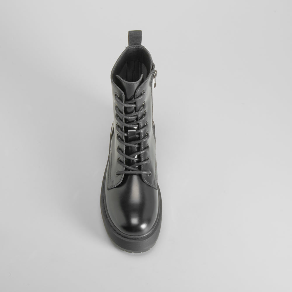 Botín militar plataforma negro NYC
