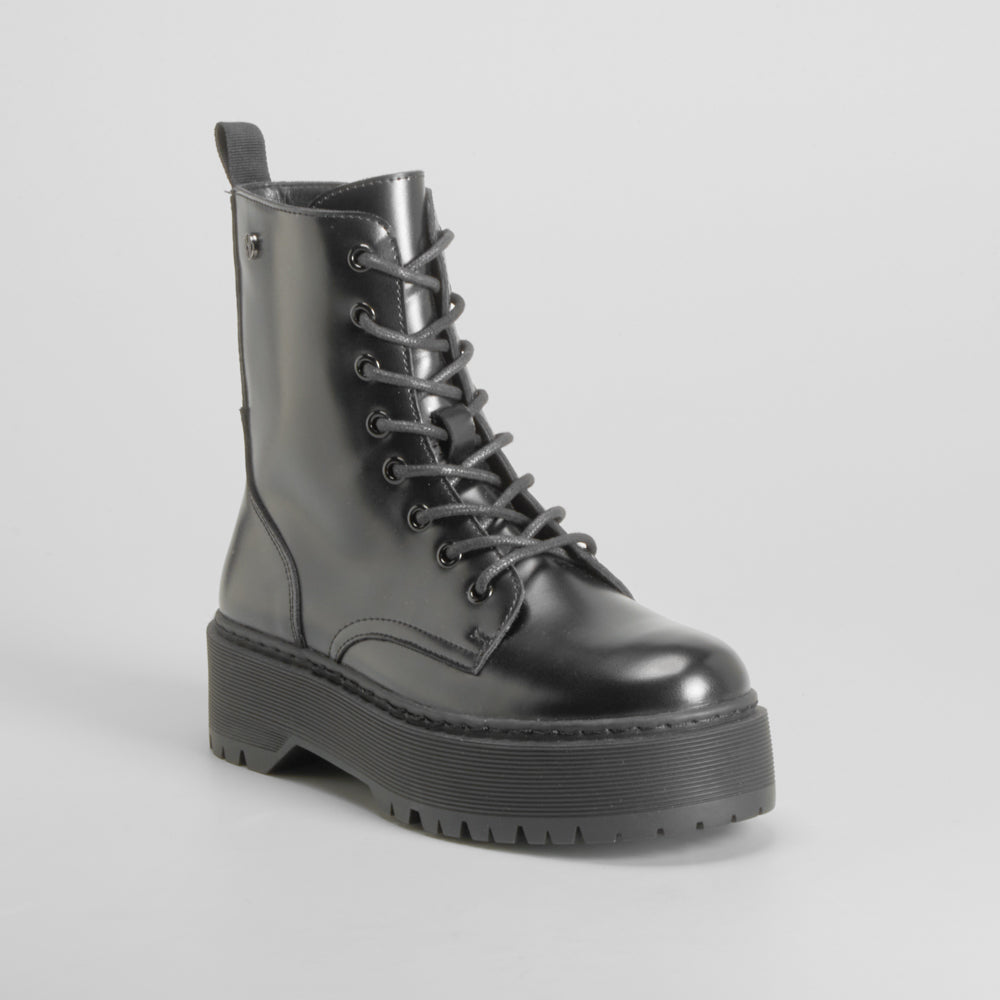 Botín militar plataforma negro NYC