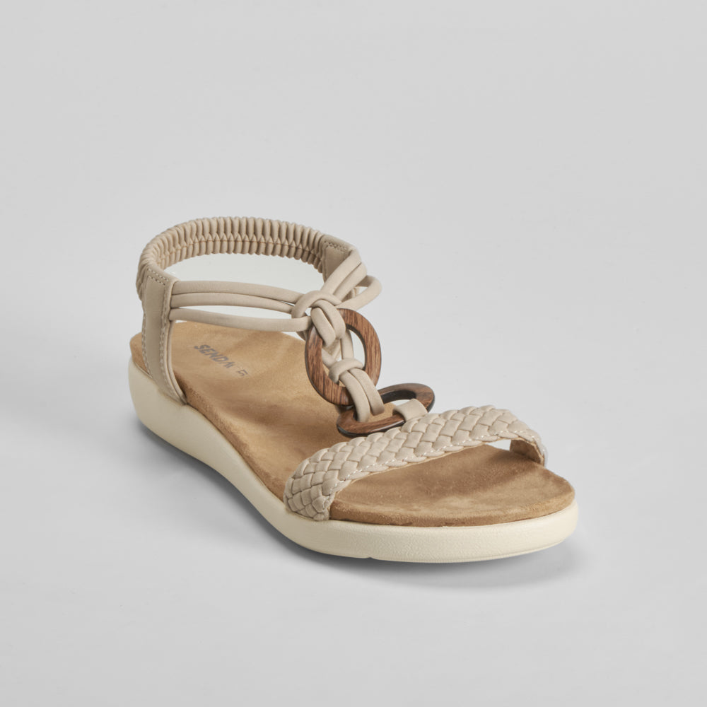 Sandalia cuña aros madera taupe SENDA ROAD
