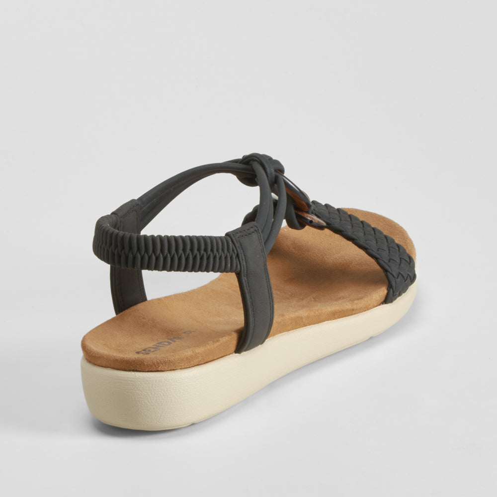 Sandalia cuña aros madera negra SENDA ROAD
