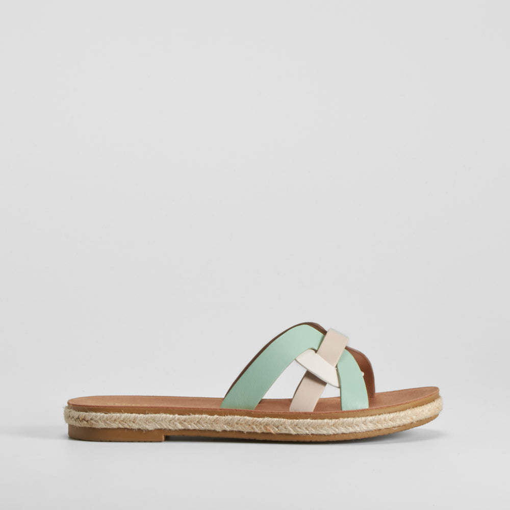 Sandalia plana pala tiras beige SENDA ROAD