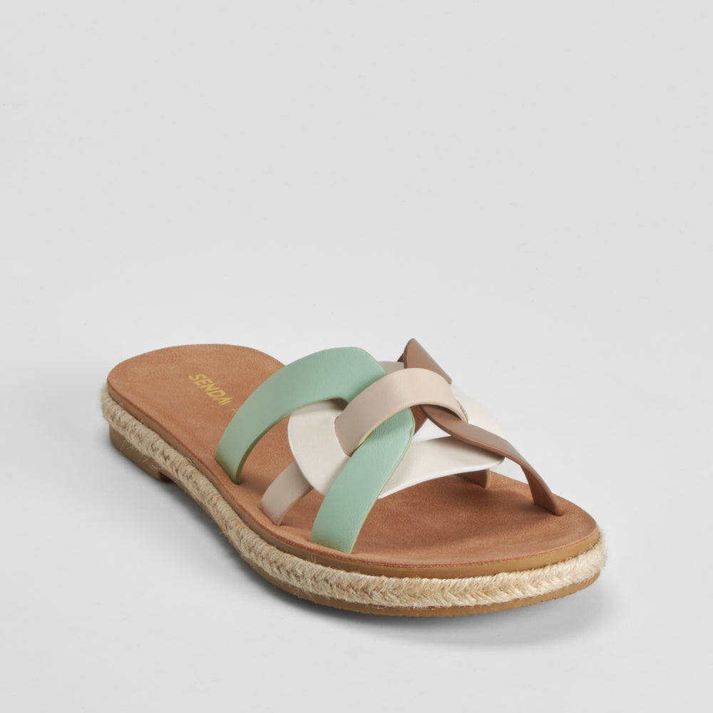 Sandalia plana pala tiras beige SENDA ROAD