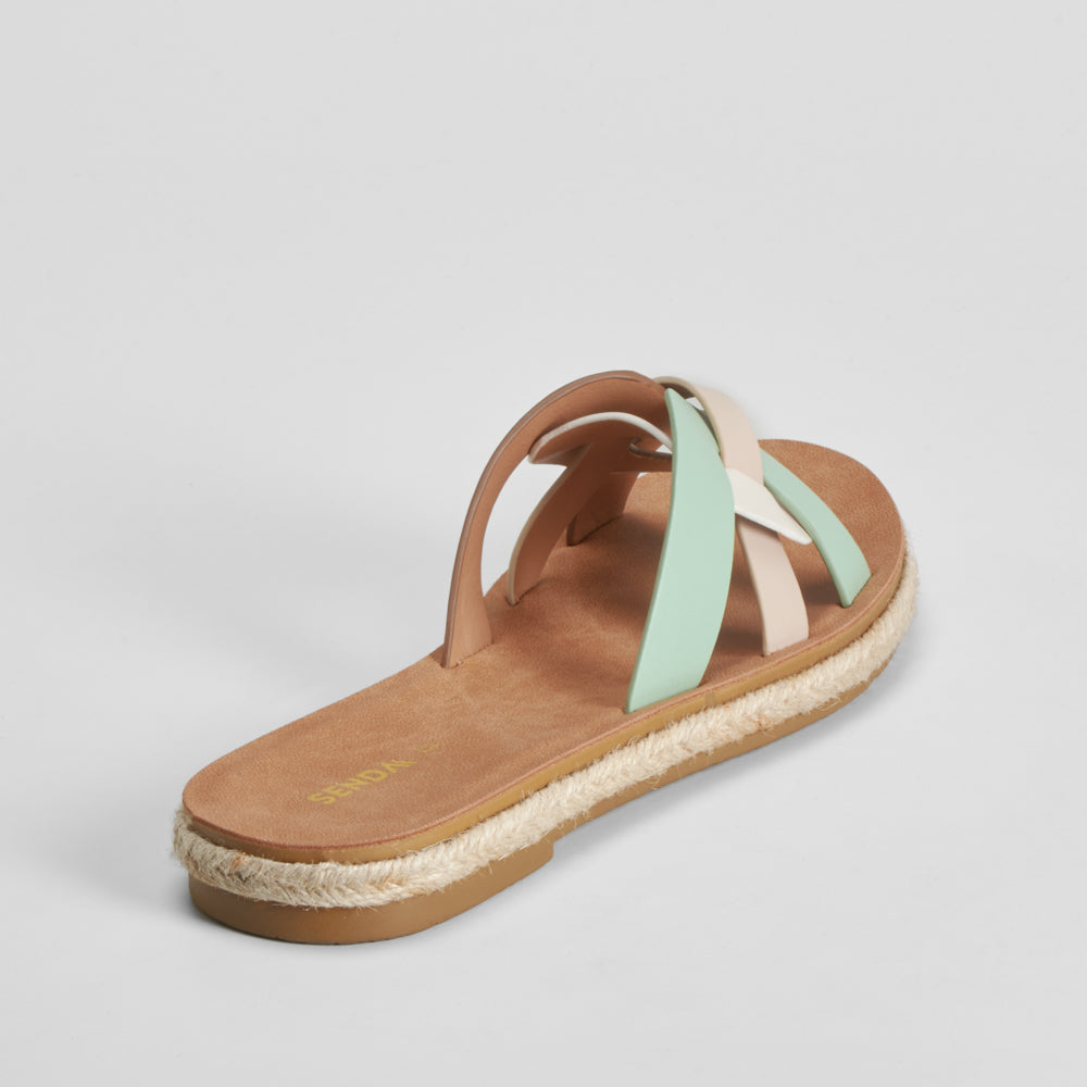 Sandalia plana pala tiras beige SENDA ROAD