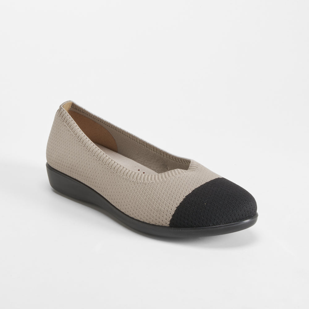 Bailarina knit beige y negra COMFEET