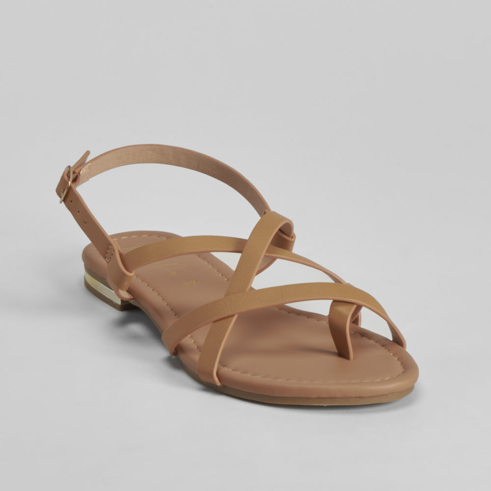 Sandalia plana tiras camel PICCOLA PIU