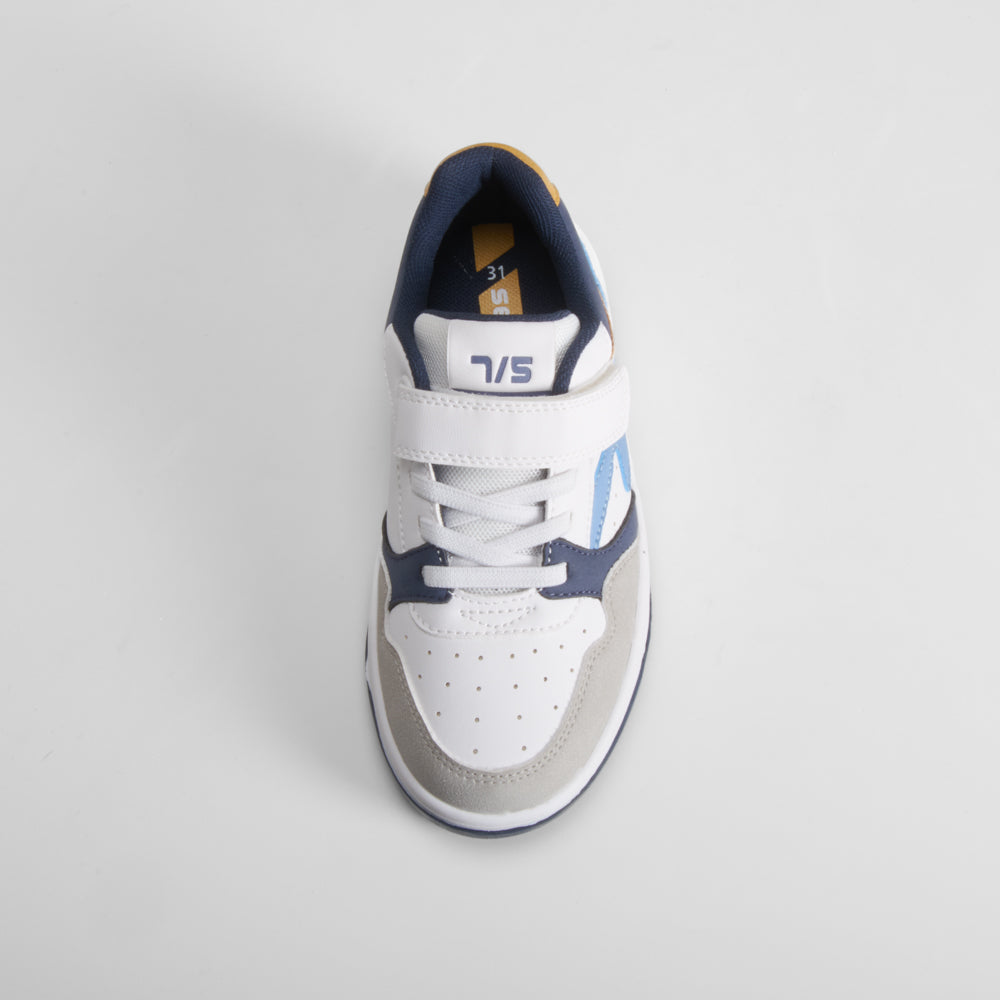 Deportiva basket low blanca y azul SEVEN FIVE