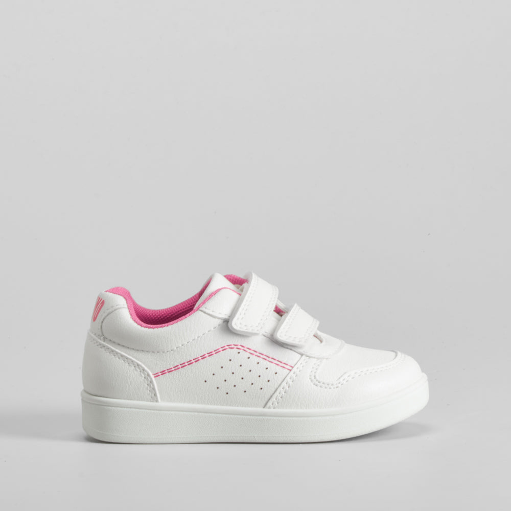 Deportiva con velcro bebé blanca y rosa UTWO