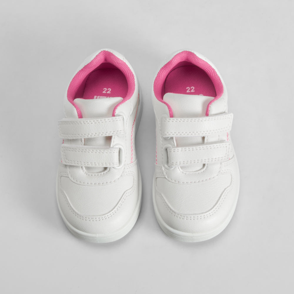 Deportiva con velcro bebé blanca y rosa UTWO